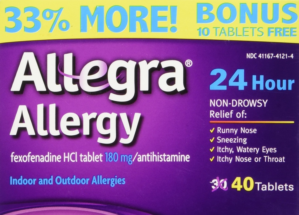 Allegra Alergía 40 Tabletas (Bonus Pack - 33% Más) Protección 24 horas - No Drowsy