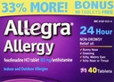 Allegra Alergía 40 Tabletas (Bonus Pack - 33% Más) Protección 24 horas - No Drowsy