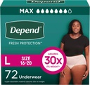 Dependiendo Protección Fresco Adult Diapers, Incontinencia & Postpartum Bladder Leak Underwear for Women, Disposable, Máximo, Grande, Blush, 72 Conde (2 Packaging May Vary