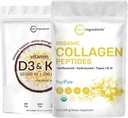 Micro Ingredientes Vitamina D3 10000 iu + K2 200 mcg Aceite de coco Softgels &amp; Péptidos de colágeno orgánicos Powder Bundle 2 Pack ← Esencial Sunshine Vitaminas ← Hidrolyzed Tipo I & III Bovine Collagen