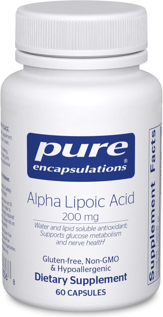 Pure Encapsulations Alpha Lipoic Acid 200 mg - 200mg ALA - Liver & Antioxidant Support* - for Nerve Health & Carb Metabolism - Vegan " Non-GMO Supplement - 60 Capsules