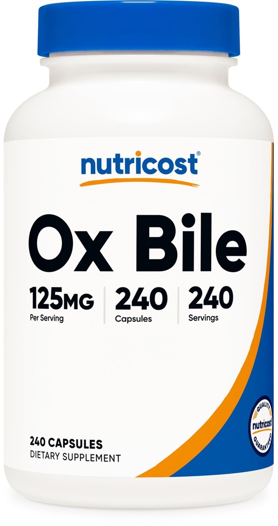 Nutricost Ox Bile Capsules 125mg, 240 cápsulas - No GMO