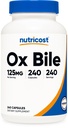 Nutricost Ox Bile Capsules 125mg, 240 cápsulas - No GMO