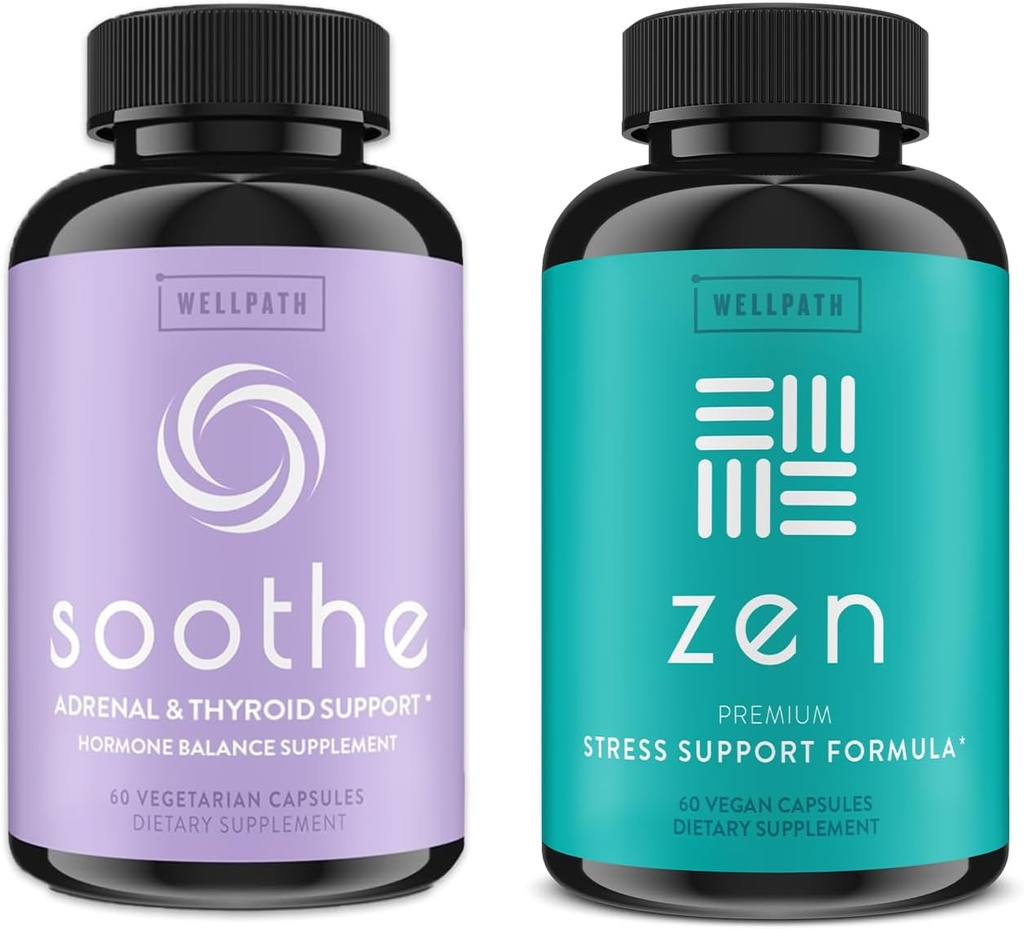 WellPath Zen Stress &amp; Hormone Support Bundle - Herbal Stress Relief &amp; Hormone Balance Suplementos - 60 Cts Cada