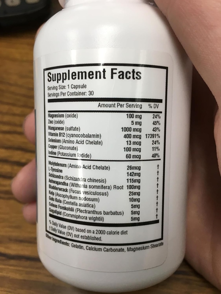 Thyrogenix - Asistencia para la función tiroidea - 1 botella -30 cápsulas - Glands Adrenal Soporte para equilibrio térmico