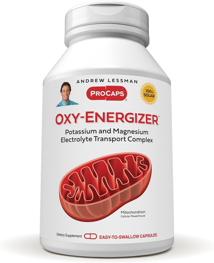 ANDREW LESSMAN Oxy-Energizer 60 Capsules - Combination of Two Vital Electrolyte-Minerals Potassium-Magnesium Aspartate-Citrate Complex to Support Optimum Cellular Energy Production. No Additives