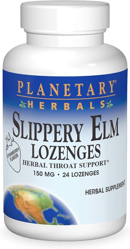 Herbals planetarios resbaladizos Elm Lozenges, Fresa, 24 Cuenta