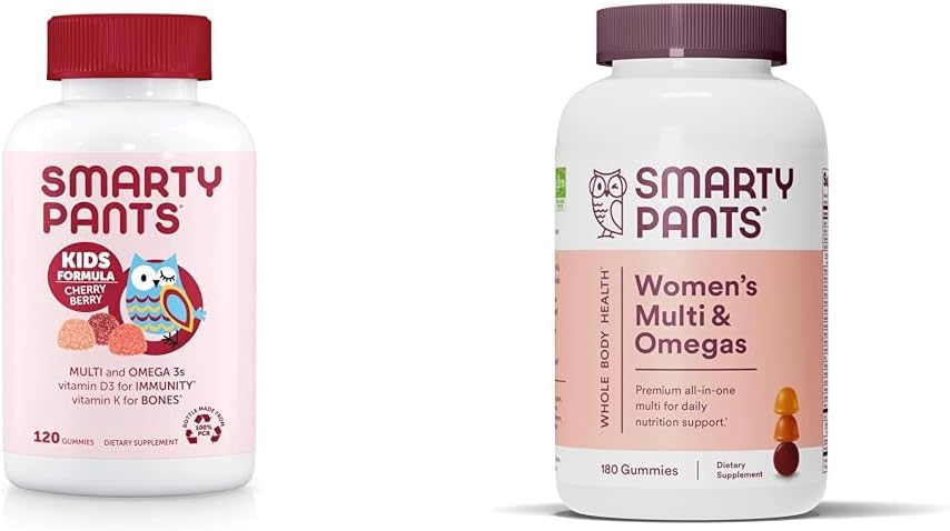 SmartyPants Kids Multivitamin Gummies &amp; Women's Multivitamin Gummies: Omega 3 Fish Oil (EPA/DHA), Methylfolate