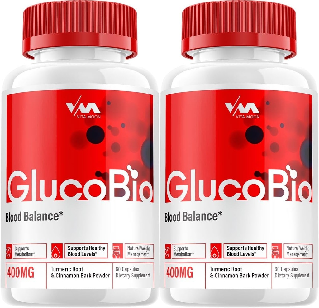 (2 Pack) Gluco Bio Healthy Vitamin Support Supplement - Advanced Formula GlucoBio, Gluco Bio Maximum Strength Reviews, 120 cápsulas