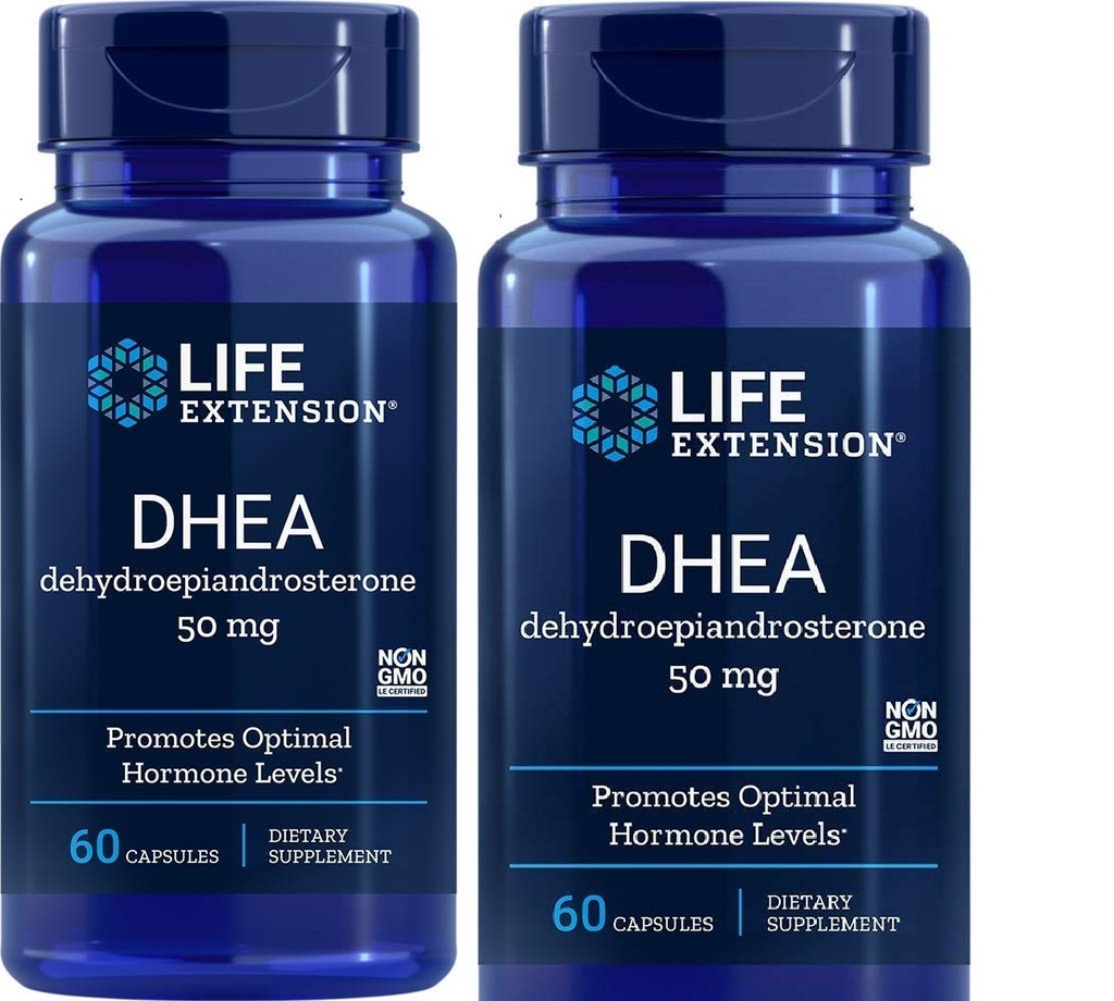 Extensión de vida, DHEA 50 Mg, 60-Capsules (2 Pack)