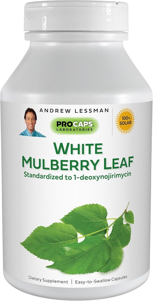 ANDREW LESSMAN White Mulberry Leaf 180 Softgels - High Potency Standardized White Mulberry Leaf. Pequeño fácil de absorber Softgels