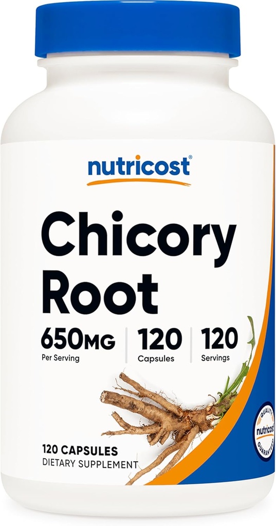 Nutricost Chicory Root 650mg Per Capsule - 120 Plant-Based Capsules, Non-GMO, Gluten Free