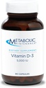 Mantenimiento metabólico Vitamina D3 5000 UI - Absorción Superior Vitamina D3 &amp; Vitamina C - Extra Strength Bone, Immune, Mood + Cardiovascular Support Suplemento, No Fillers (90 cápsulas de Softgel)