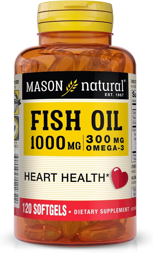 MASON NATURAL Masón aceite de pescado 1000mg Omega-3 Softgels