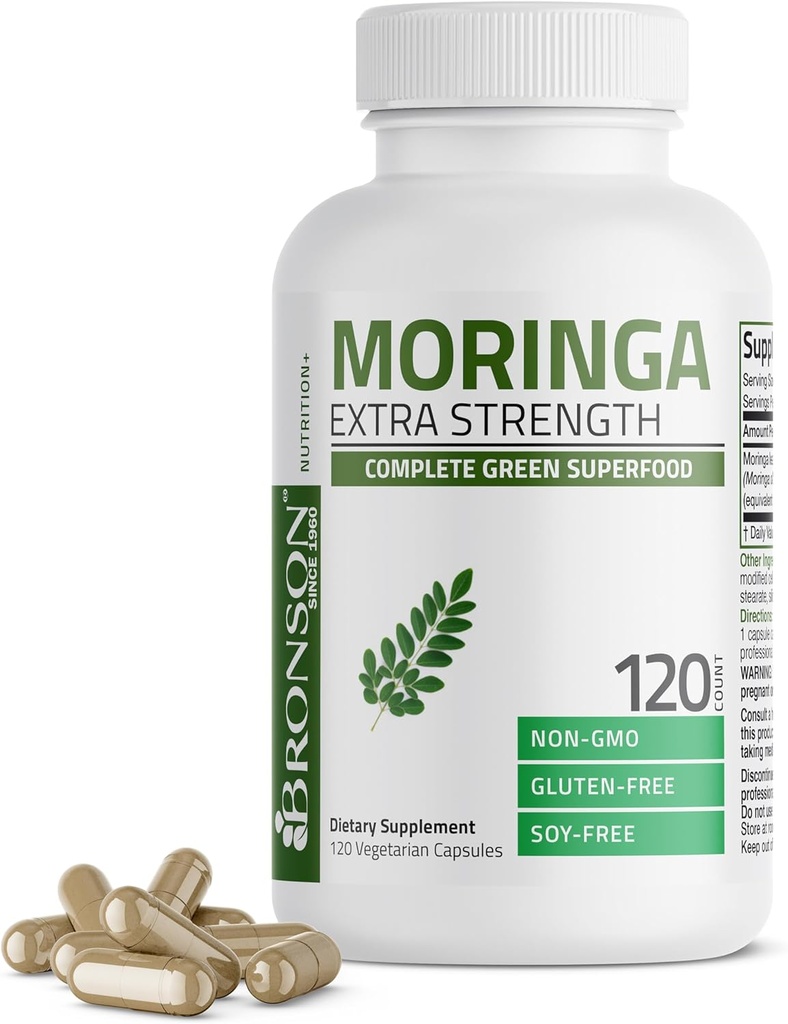 Bronson Moringa Extra Strength Capsules Moringa Oleifera Powder, 120 Conde