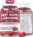 Beet Root Gummies " L-Arginine, Nitric Oxide Supplements for Men " Women w/Organic Beets, B1, B2, B3, B5, B6, Folate, B12 for Energy Boost " Circulation Support, Sugar Free, 60 Cts