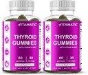 Vitamatic 2 Pack Vegan Thyroid Support Gummies with Iodine & Kelp – 60 Conde – Plant-Based – Supports Energy & Metabolism