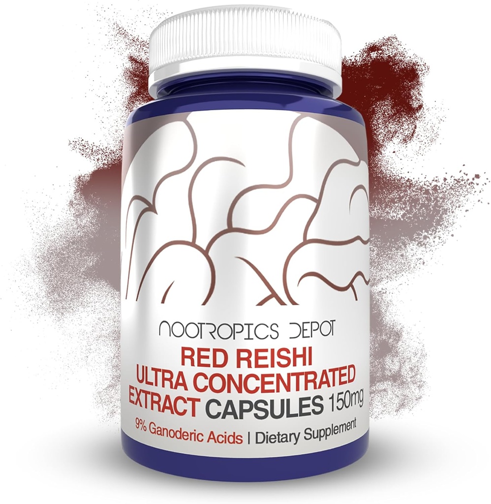Nootropics Depot Red Reishi Mushroom Capsules ← 9% Ganoderic Acids ← 150mg Silencio 180 Conde