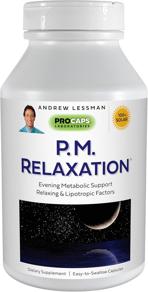ANDREW LESSMAN P.M. Relaxation - 90 Capsules - Natural Support for Gentle Restful Sleep with Melatonin, Valerian, Passionflower, Hops, Chamomile. No mañana Grogginess pequeño fácil de intercambiar cápsulas