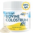 Bovine Colostrum Suplemento Polvo - 60% IgG 3000 mg para Gut, Crecimiento del cabello, Belleza e Inmune, Fácil de mezclar, Desarrollado (50 Servings)