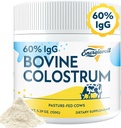 Bovine Colostrum Suplemento Polvo - 60% IgG 3000 mg para Gut, Crecimiento del cabello, Belleza e Inmune, Fácil de mezclar, Desarrollado (50 Servings)