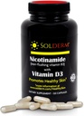 Nicotinamide Vitamina B3 y D3 Suplemento Silencio Vegetariano y libre de gluten Nicotinamide Suplemento con casquillos vegetales de celulosa tóxica promueve la piel sana latitud 60 cápsulas  500mg