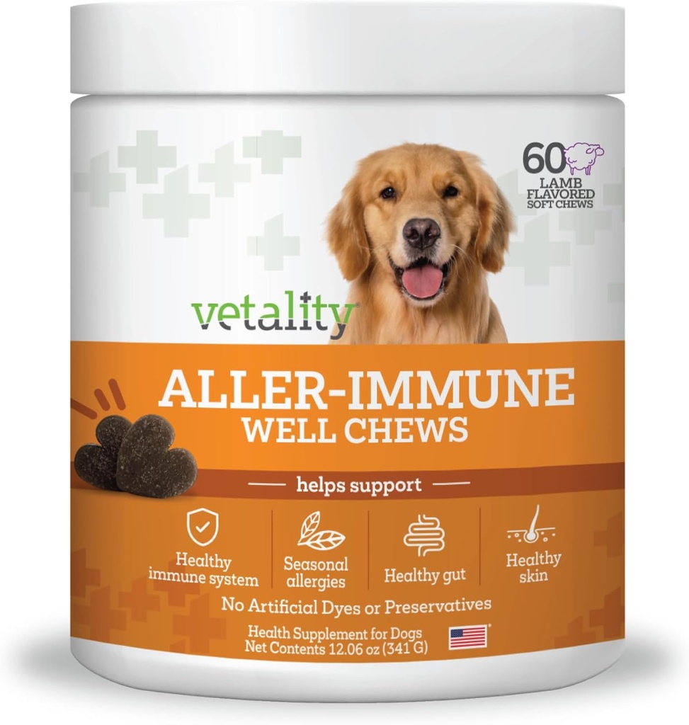 Vetality Aller-Immune Skin & Coat Well Chews for Dogs 60 ct