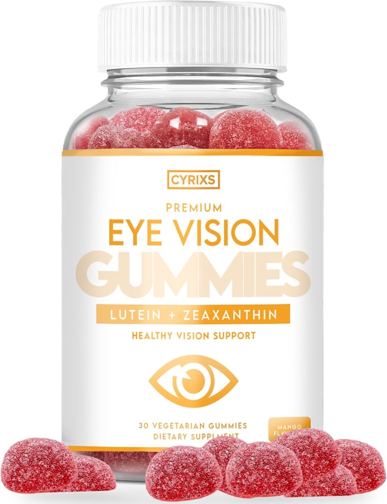 Generic Cyrixs Health Eye Vision Gummies - Lutein " Zeaxanthin Eye Health Supplement for Adults - Delicious Mango Flavored Eye Vitamins - Eye Comfort and Blue Light Defense for Crystal-Clear Vision