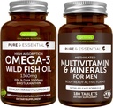 Alta Absorción Omega-3 Wild Fish Oil + Methylated Men's Multivitamin Bundle, 1000mg EPA & DHA 180 Softgels + Sustained Release Multivitamin 180 Tablets, por Igennus