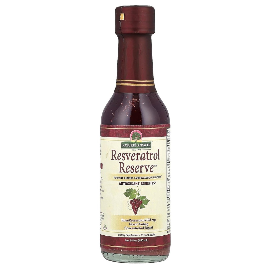 Respuesta de la naturaleza Reserva de Resveratrol libre de alcohol 5oz Concentrado líquido ← Empaquetado con antioxidantes ¦ Promueve el apoyo general del sistema inmunitario Well-Being ¦
