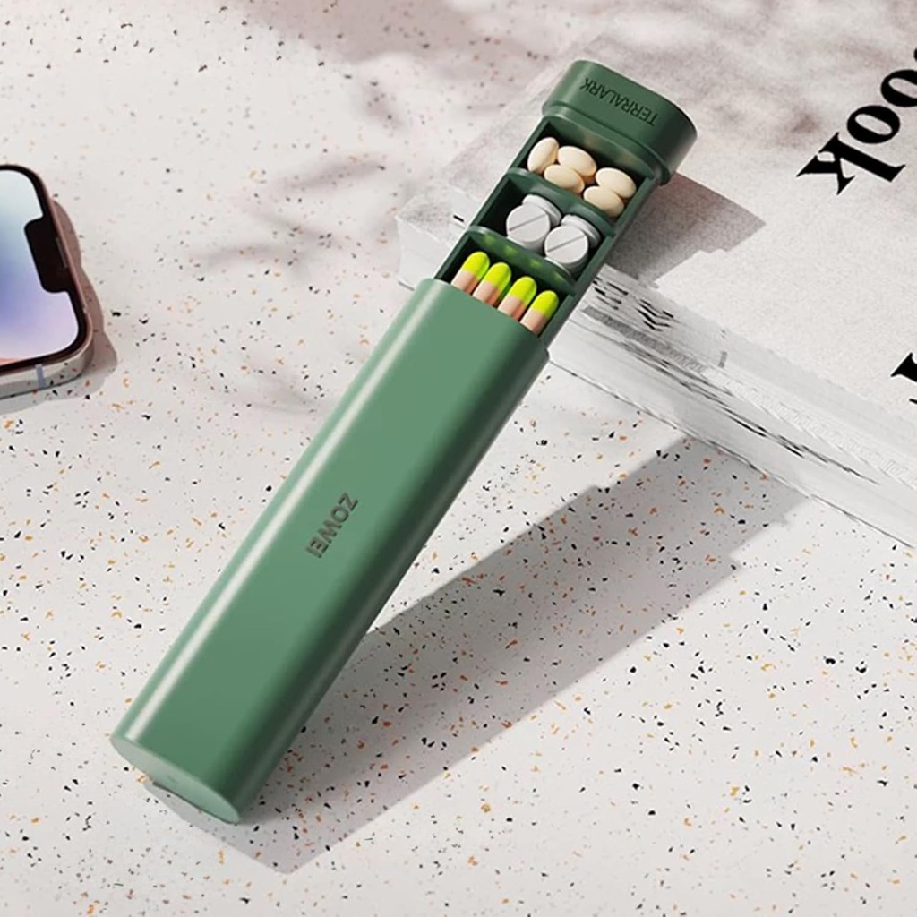 Pill Organizer 7 Day, Weekly Travel Pill Case, Daily Pill Box, Cute Pill Holder to Hold Vitamins, Medicines, Pills, Supplements(Green)