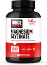 Factor de fuerza Magnesium Glycinate, Magnesium Supplement for Women and Men to Support Sleep, Muscle Relaxation, and Mood, Easy on The Stomach, Vegan, 3-Month Supply, 180 Capsules