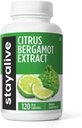 STAY ALIVE Citrus Bergamot Capsules 1000mg, 30:1 Super Extract with 50% Polyphenolic Flavanones, 120 Píldoras, Citrus Bioflavonoids Natural Heart Health Supplements for Women &amp; Hombres ← Non-GMO, Gluten-Free