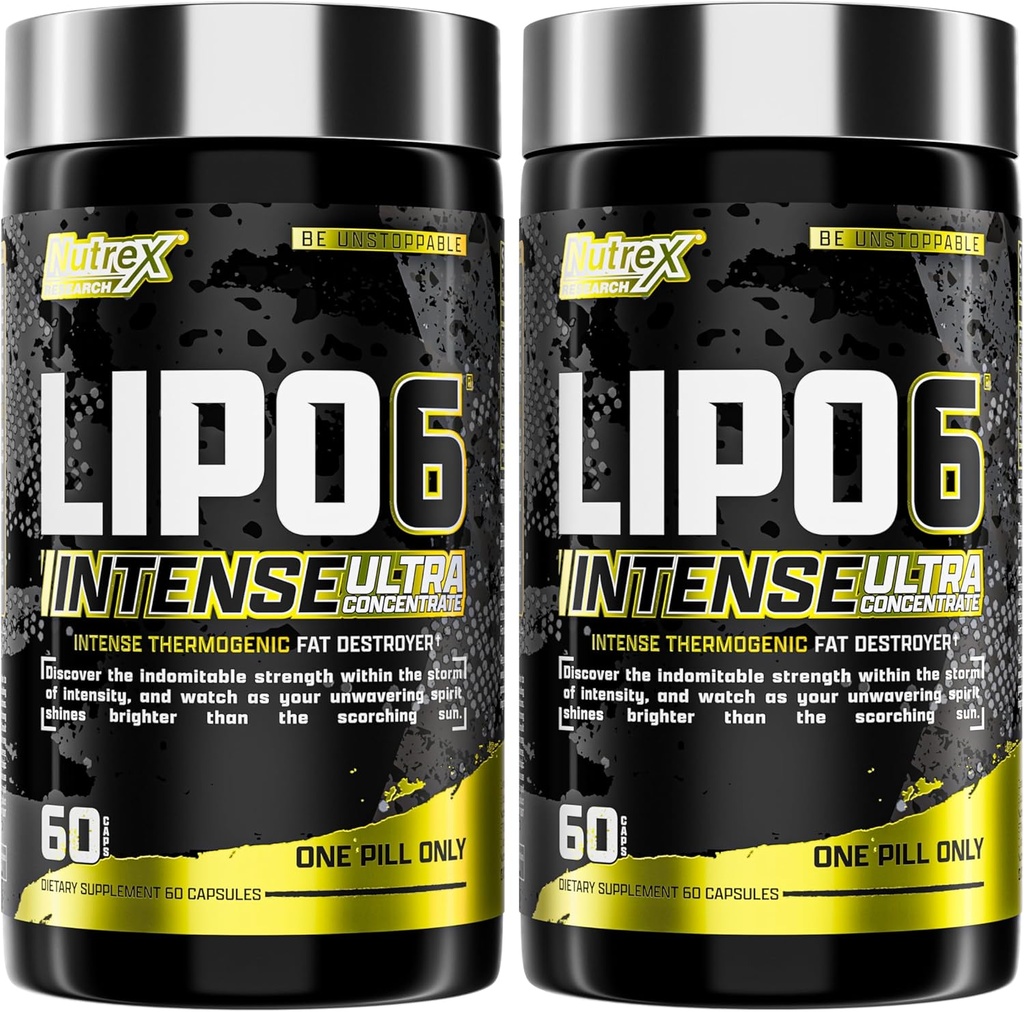 Nutrex Research Lipo6 Black Intense Ultra Concentrate Thermogenic Belly Fat Burner for Hombres y Mujeres Vida Dieta Perder peso Suplemento y Appetite Suppressant ← Pack of 2