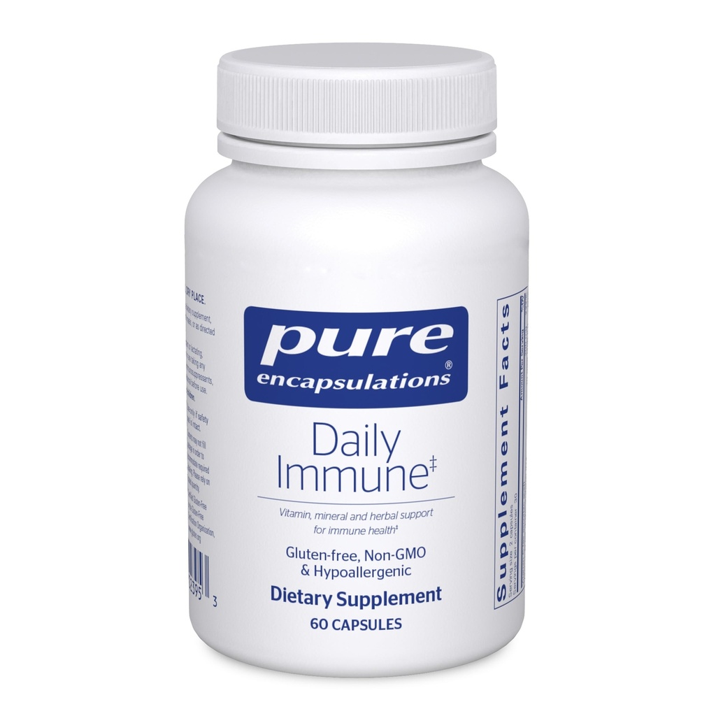 Encapsulaciones puras Daily Immune  sometida Full Immune Formula with Vitamin, Mineral, and Herbal Support Ø 60 Capsules*