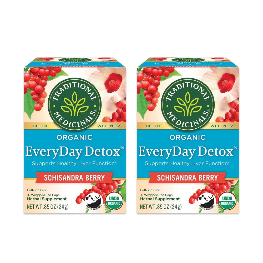 Medicinales tradicionales Orgánica Cada día Detox Schisandra Berry Herbal Tea, apoya la función saludable del hígado (16 Conde (Pack of 2))