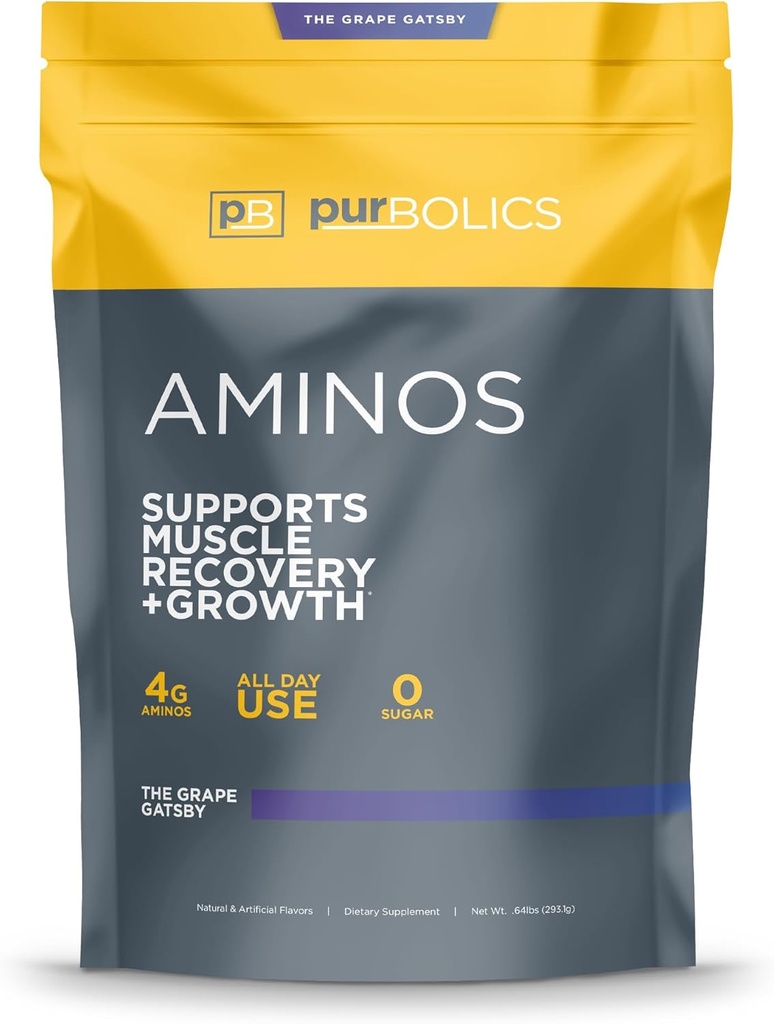 Aminos Purbólicos Silenciosos 4g de Aminoácidos Libres, Beta-Alanina, 0 Azúcar &amp; 60 Servings (Grape Gatsby)