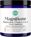 Ora Organic Magnesium Complex Powder Supplement - 4-in-1 Magnesium: Glycinate, Taurate, Malate & Citrate TEN Vegan, Gluten-Free ← Tangerine Flavor Silencioso Soporte para el sueño, estrés y músculos