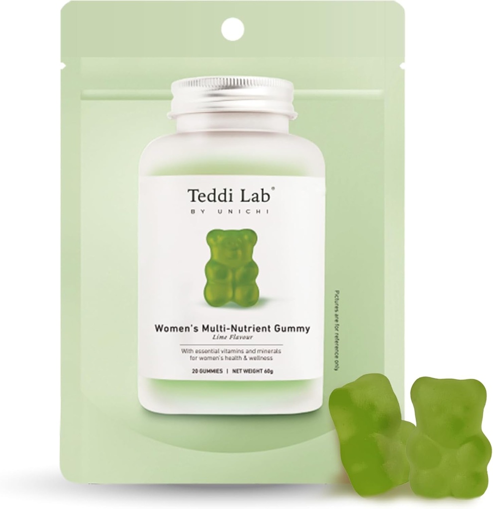 Desichi Gummy Multi-Nutrient 20 Conde, 18 Vitaminas Esenciales & Minerales Diseñado especialmente para las mujeres para mejorar la Vitalidad Global, No GMO, Lime Flavour