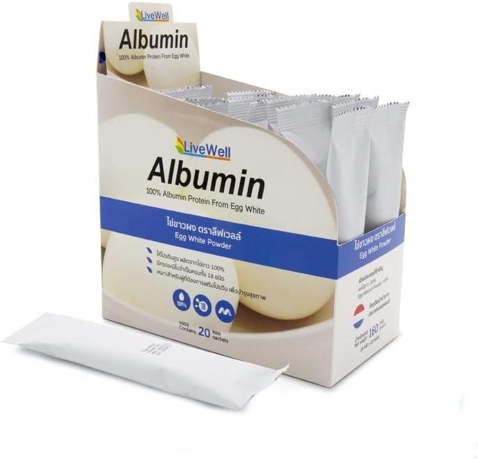 LiveWell Albumin Protein de Egg White 160g. (20 Sachets x 8g)