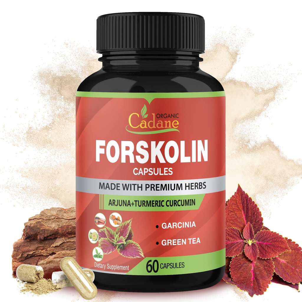 Forskolin Supplements Capsules with Turmeric Curcumin, Arjuna, Garcinia Cambogia, Green Tea - 60 Capsules