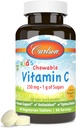 Carlson - Vitamina Chewable para Niños C, 250 mg, 1 g de Azúcares, Apoyo Inmunitario " Wellness Optimal, Antioxidante, Tangerina, 60 Tabletas Vegetarianas