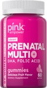 PINK Vitaminas prenatales TENIDO 60 Gummies con DHA y ácido fólico TENIDO No GMO &amp; Gluten Free Multivitamin ANTE Fruit Flavor