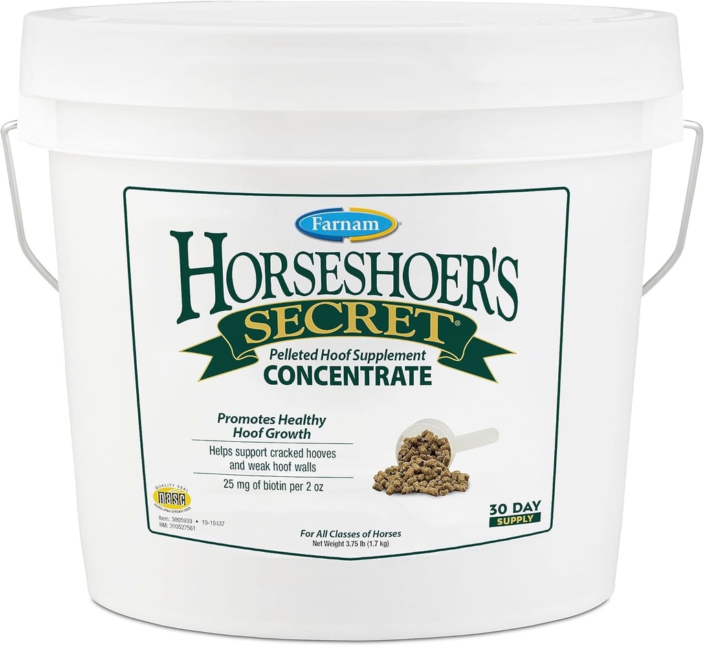 Farnam Horseshoer's Secret Pelleted Hoof Suplementos Concentrate, fórmula económica con 25 mg. de biotina por 2 oz. servicio, 3,75 libras, 30 días de suministro