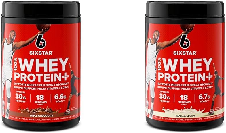 Serie Elite de 6 estrellas 100% Whey Protein Plus Triple Chocolate 1.8lbs US & Elite Series 100% Whey Protein Plus Vanilla Cream 1.8lbs US