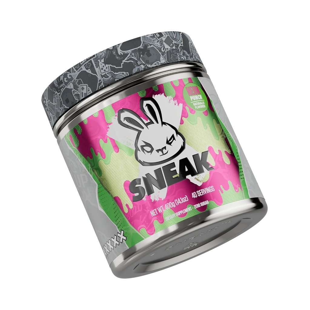 SNEAK Energy Drink Powder ← Neon Punch Silencio No Sugar. No Nasties. Tan solo Caffeine natural, Nootropics de calentamiento atmosférico
