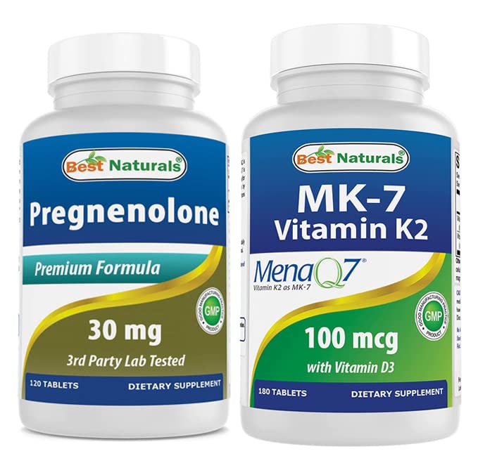 Mejores Naturales Pregnenolona 30 Mg &amp; Vitamina K2 (MK7) con D3