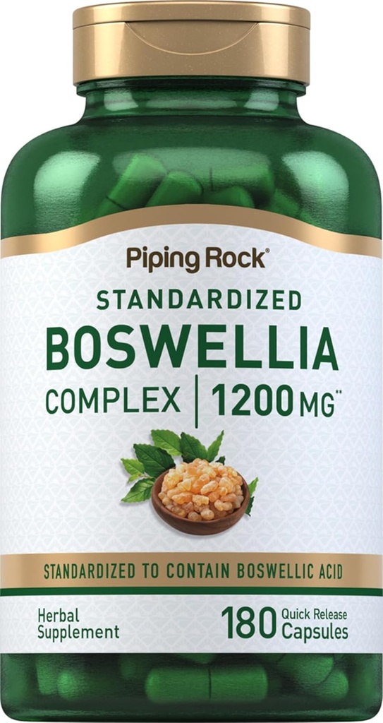 Piping Rock Boswellia Extracto Capsules Silencio 1200mg Silencio 180 Conde ← Herbal Suplemento Silencio Complejo Estándarizado Silencio No GMO, Gluten Free