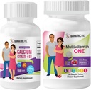 BariatricPal 30-Day Bariatric Vitamin Bundle Multivitamina ONE 1 por día! Chewable libre de hierro - Cereza mixta Citrato de calcio fácil de cigarro (600mg) y tabletas de cobre D3