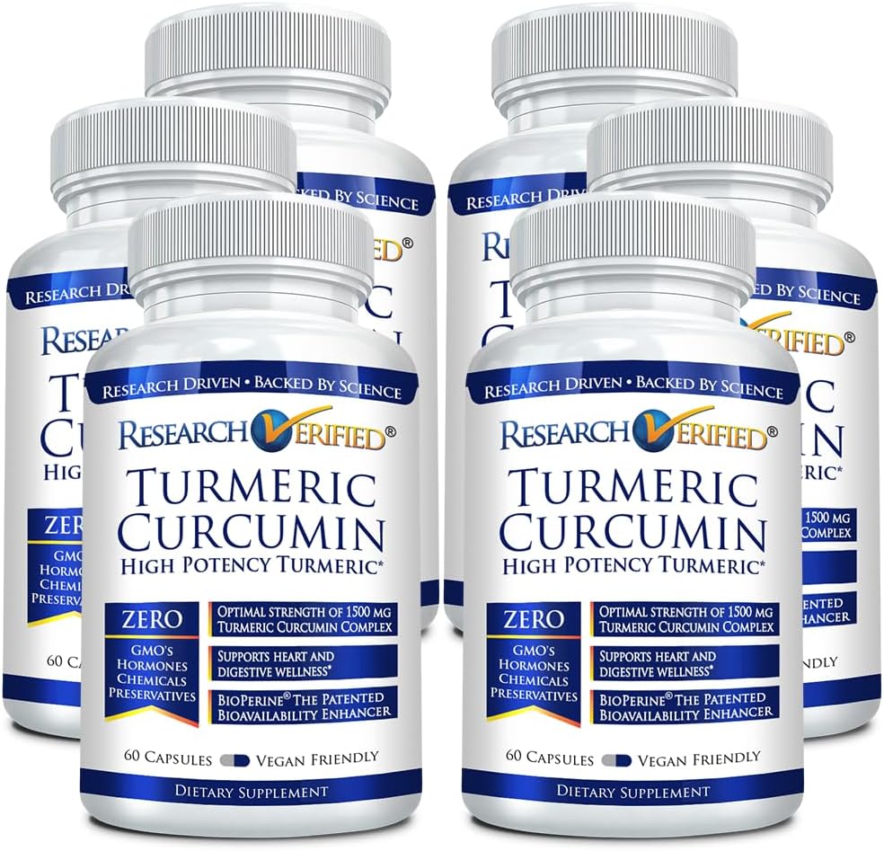 Research Verified Turmeric Curcumin - with BioPerine, Curcumin C3 Complex - Vegan - Made in The USA - 360 Capsules